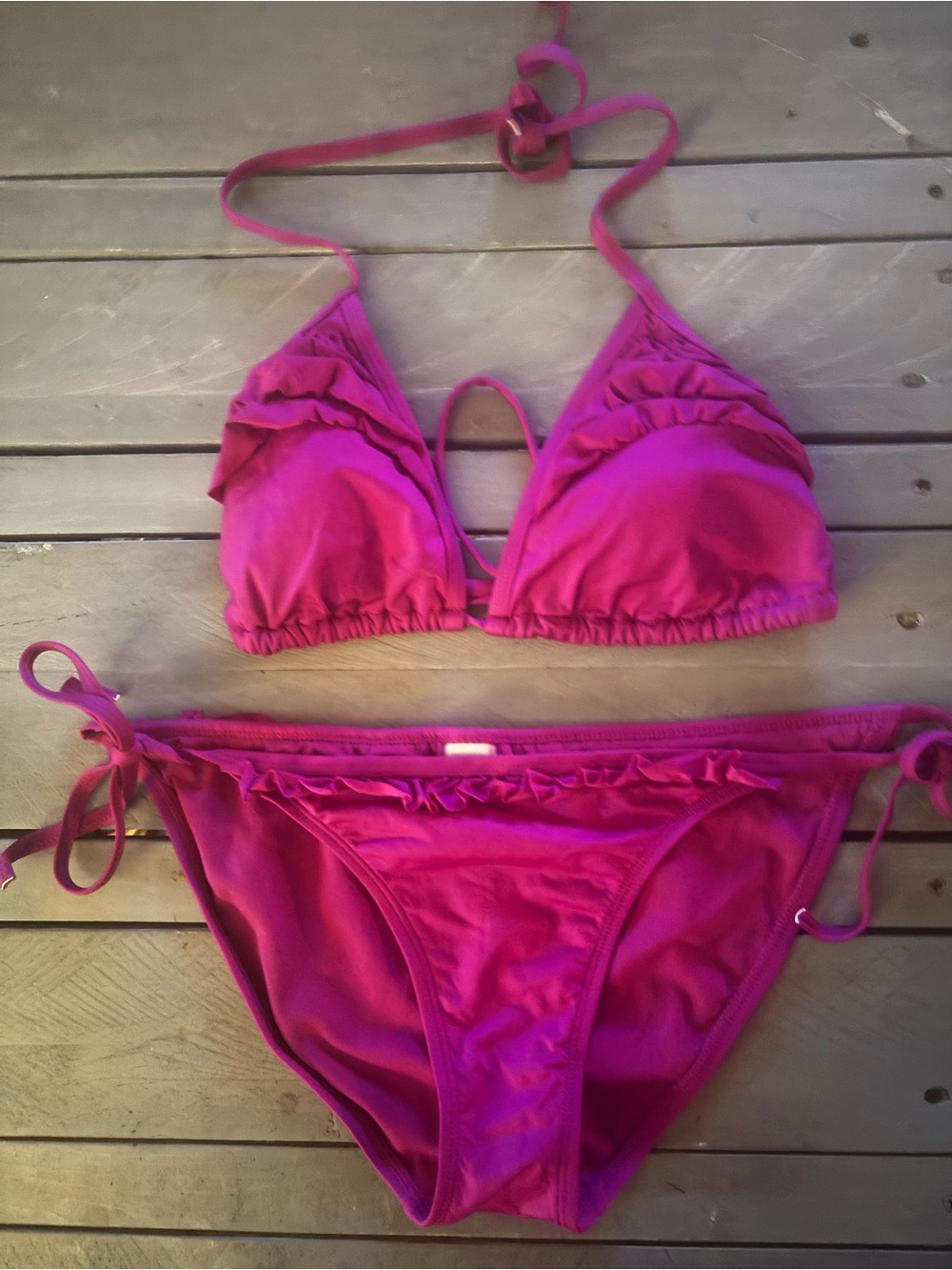 Old Navy Bright Magenta Ruffle Bikini Size Medium